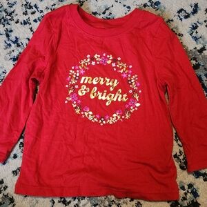 Cat & Jack Red Long Sleeve Tee with Floral Wreath